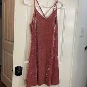 Crushed velvet pink dress